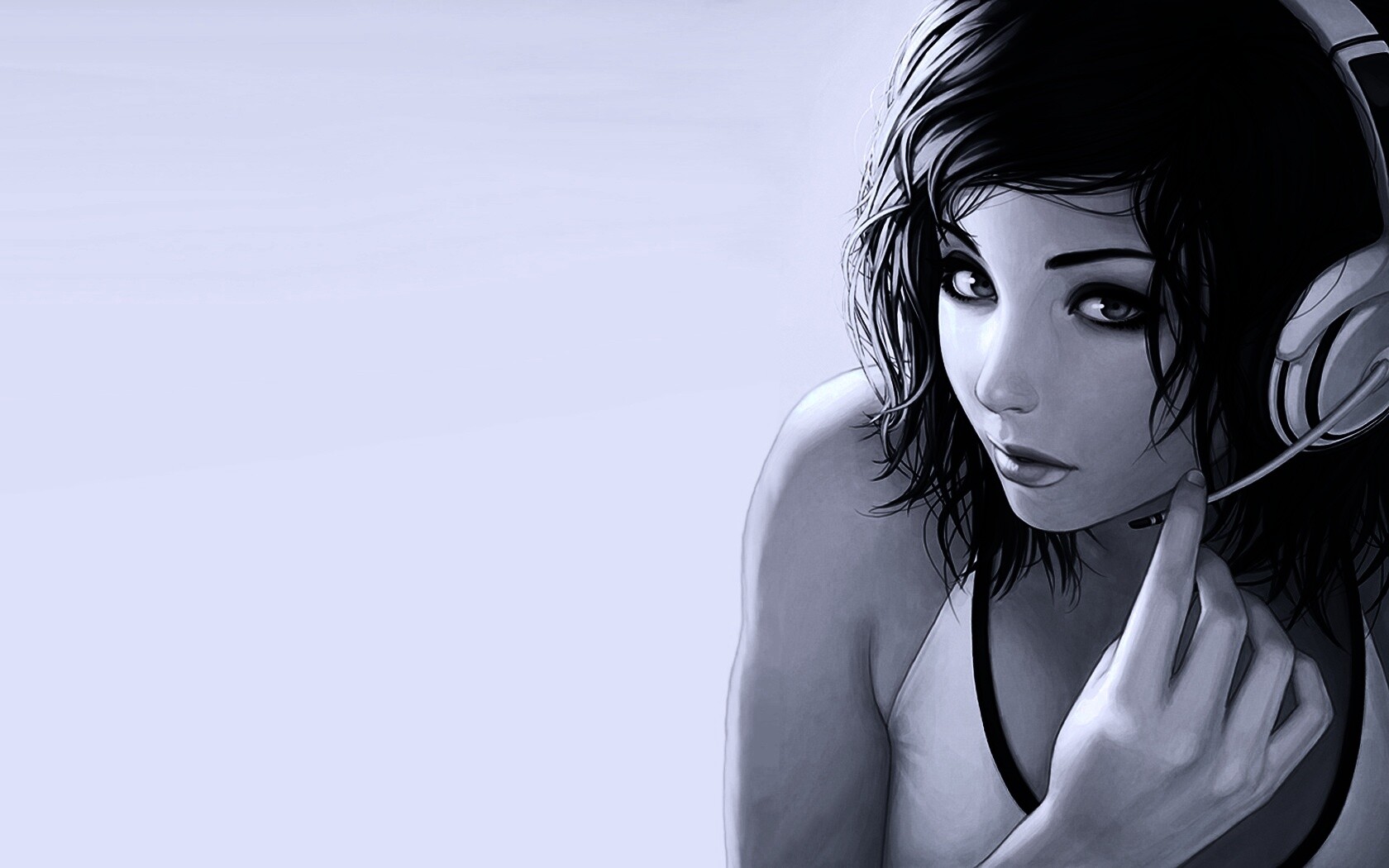 Сексуальная девушка в наушниках с микрофоном обои