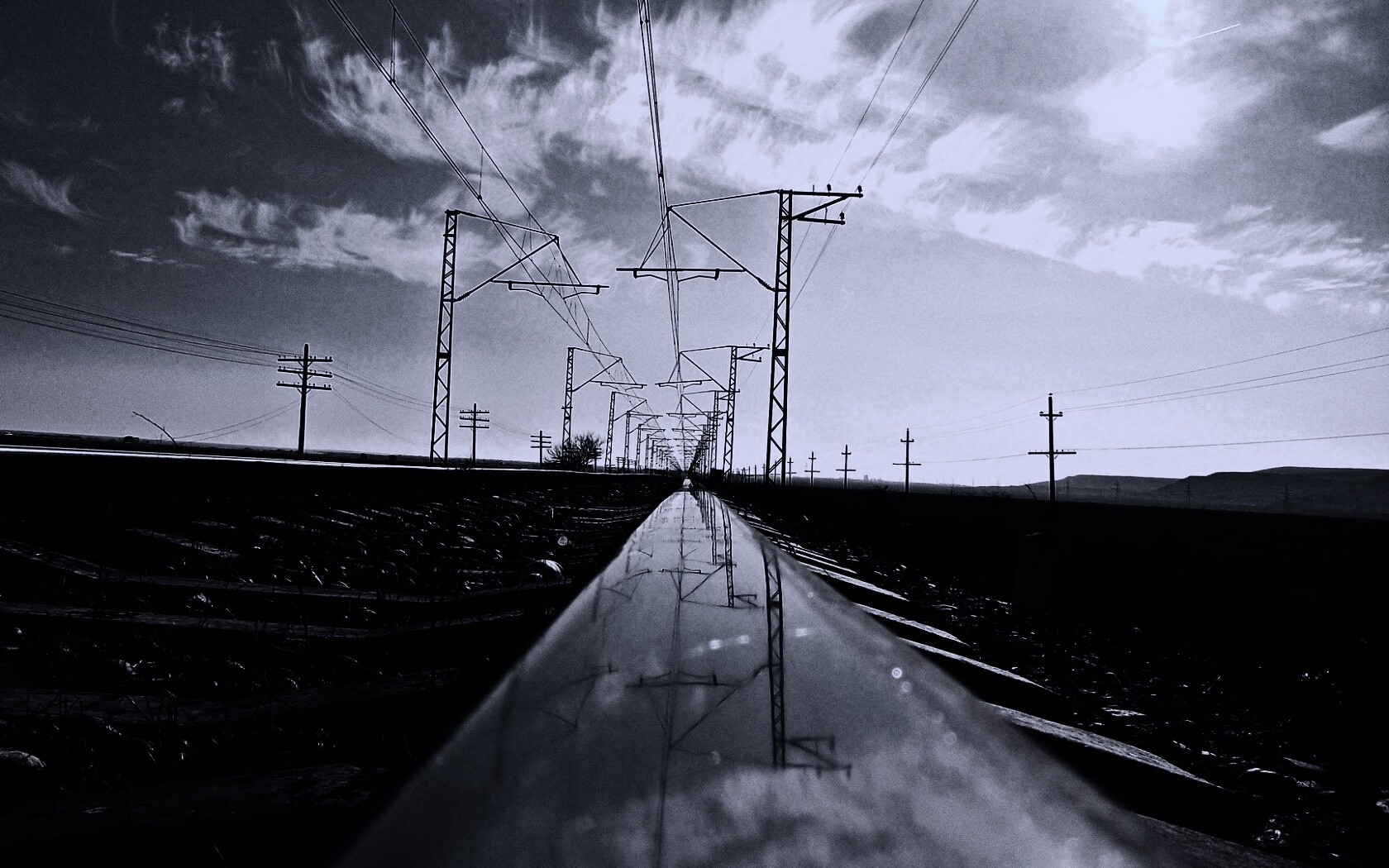 Отражение в рельсе обои