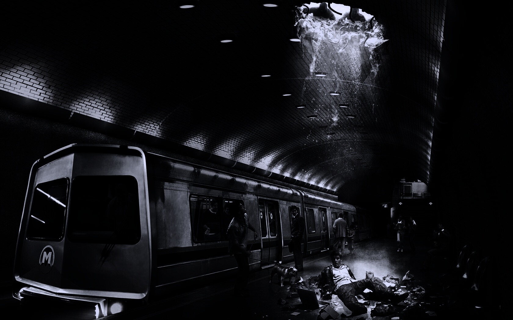 Провалившийся в метро обои