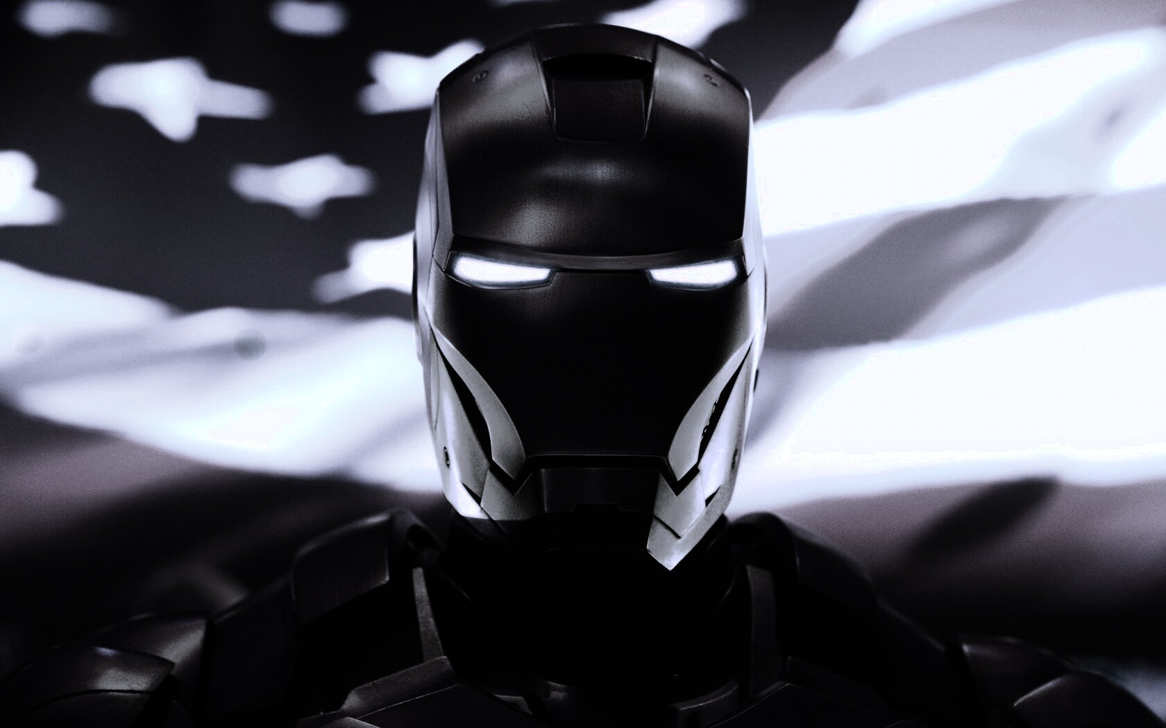 Железный человек на фоне американского флага обои