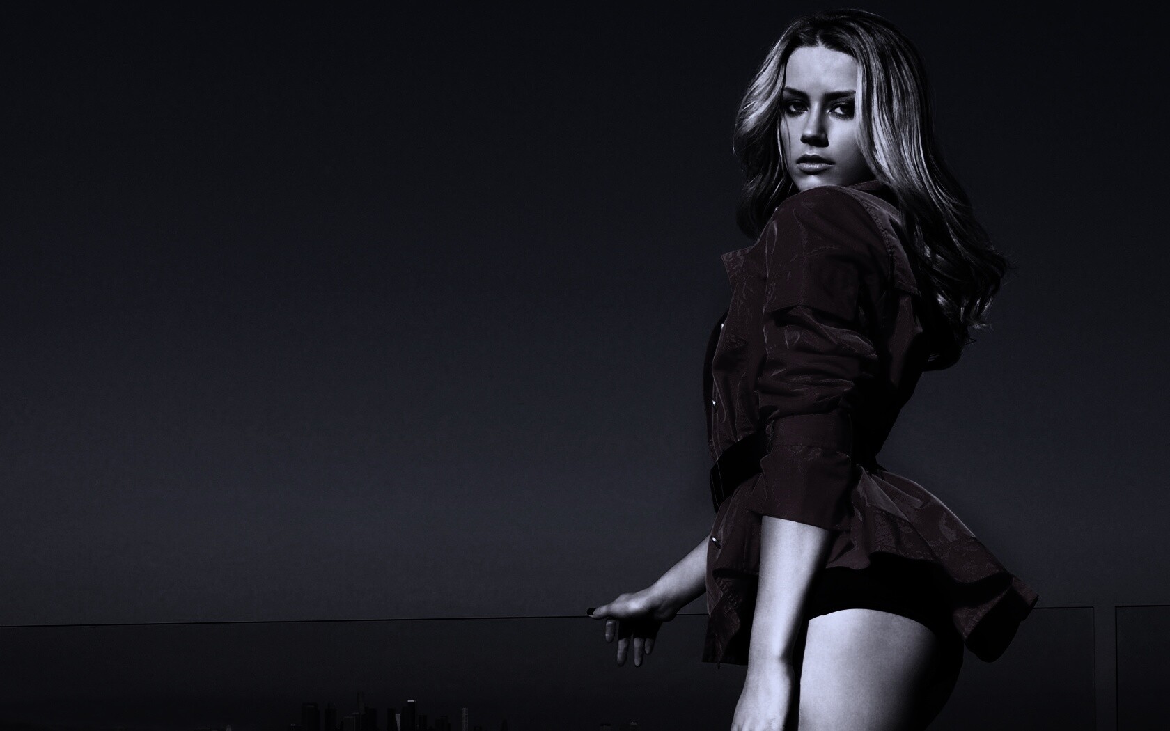 Амбер Хёрд и вид на город обои