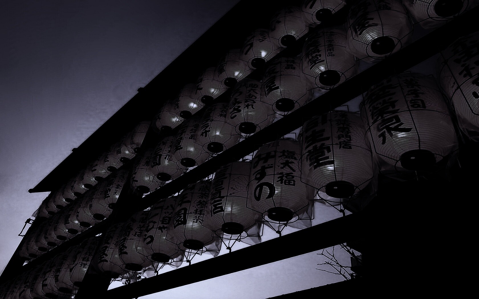 Японские фонарики вечером обои
