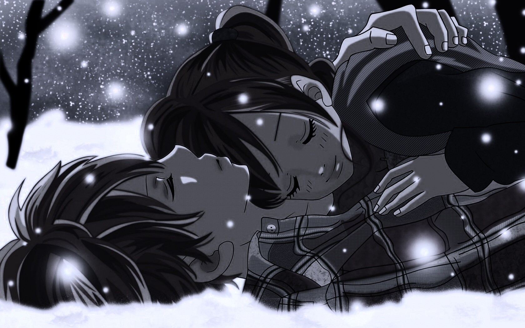 Двое на снегу из Bokura Ga Ita обои