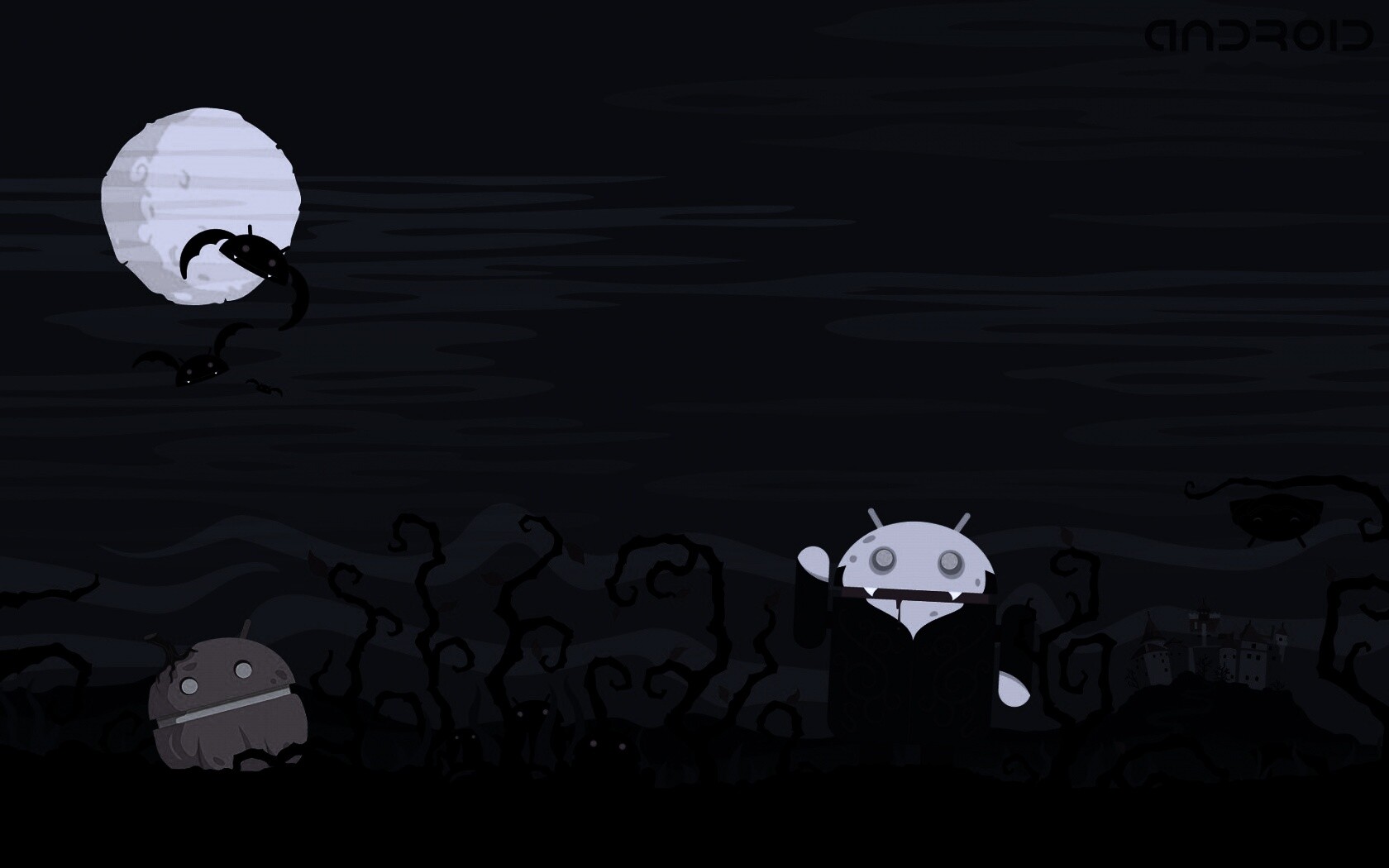 Хэллоуин в стиле Google Android обои