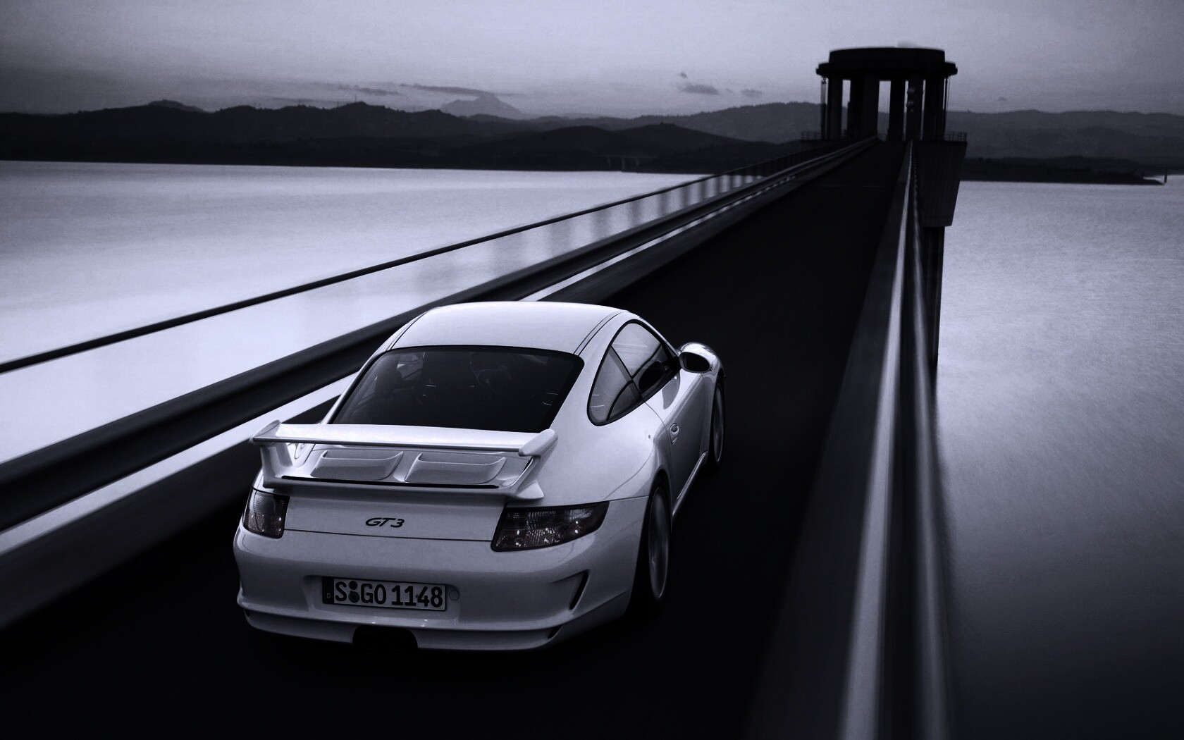 Порше на дамбе обои