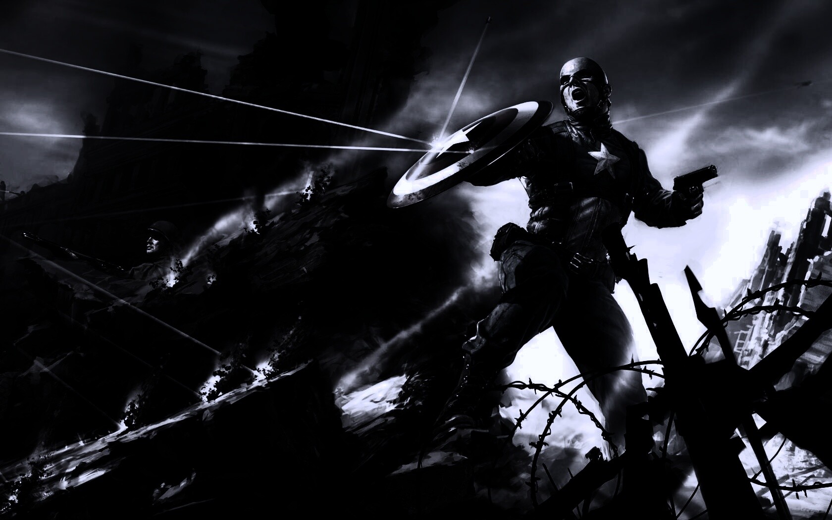 Капитан Америка на баррикадах обои