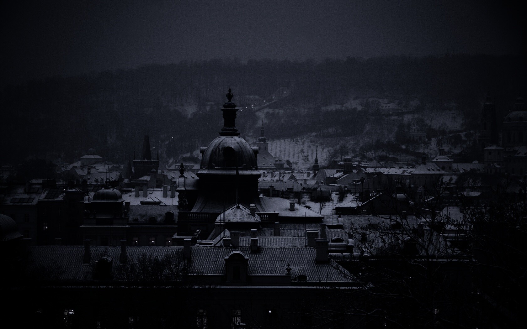 Город зимой обои