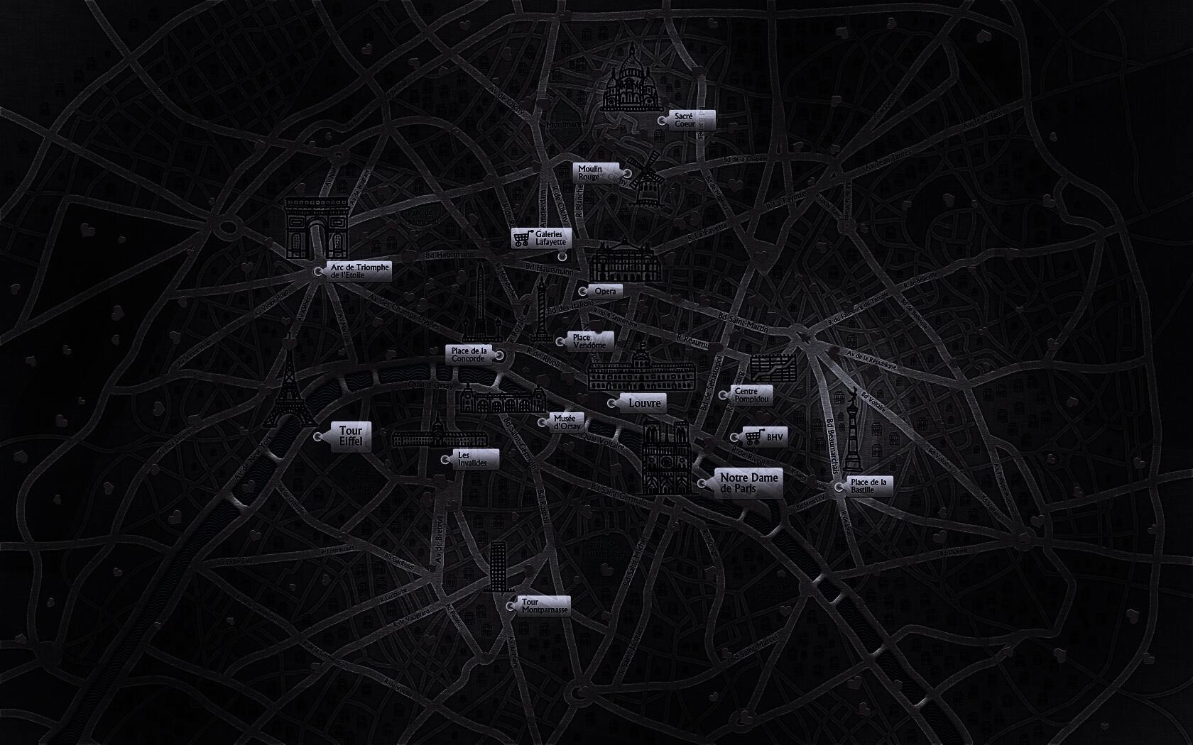 Карта Парижа обои