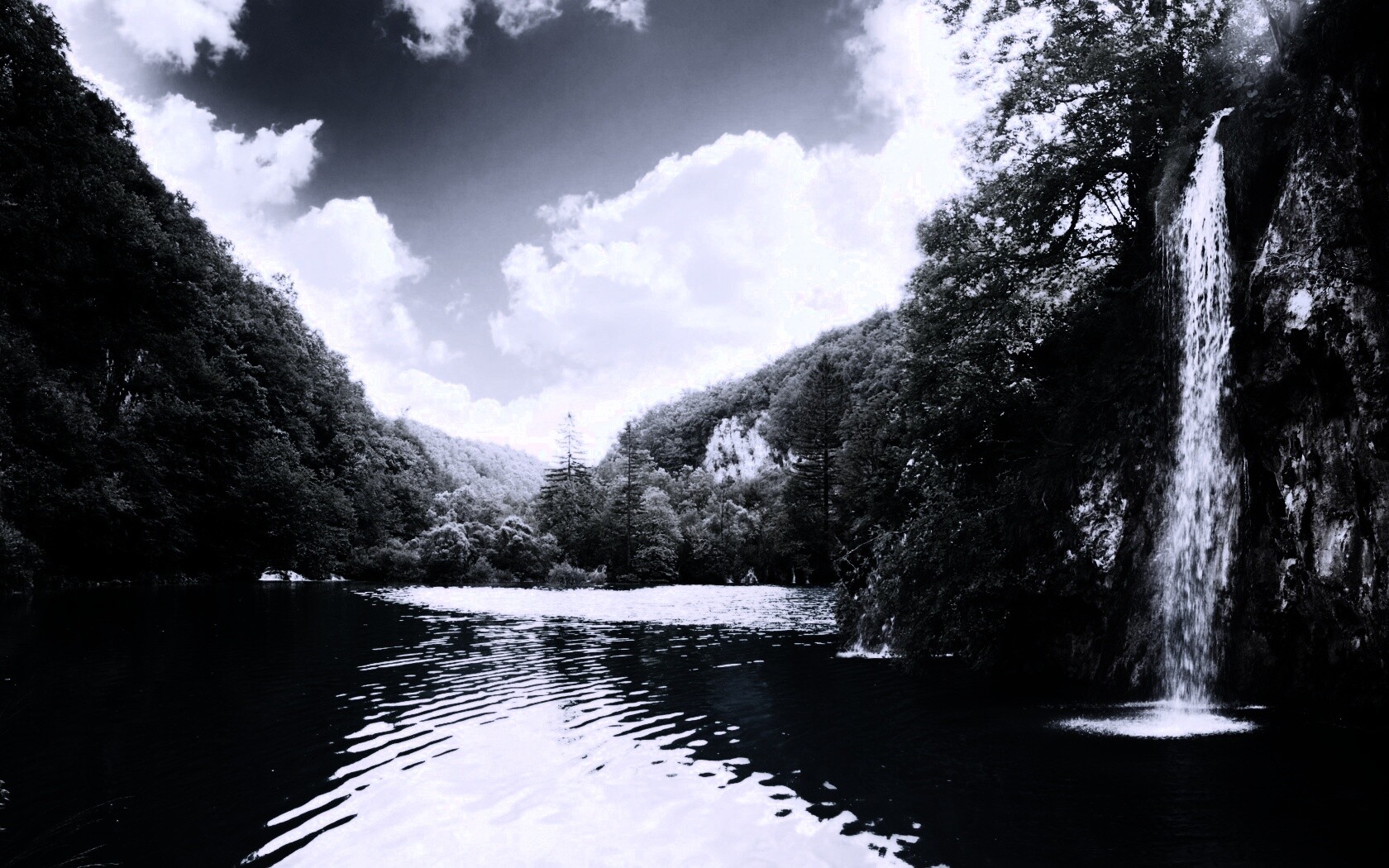 Водопад у реки обои