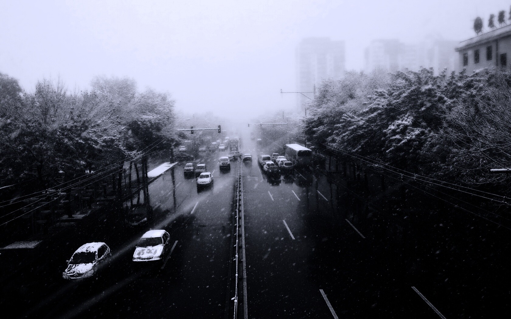 Снегопад в токио обои