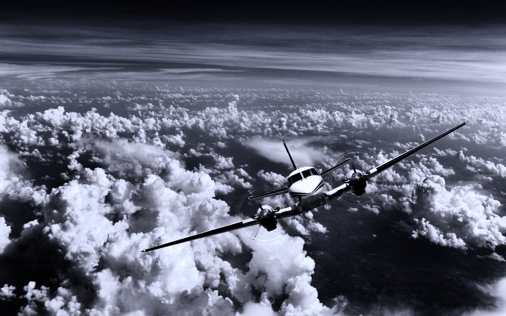 Самолет над облаками обои