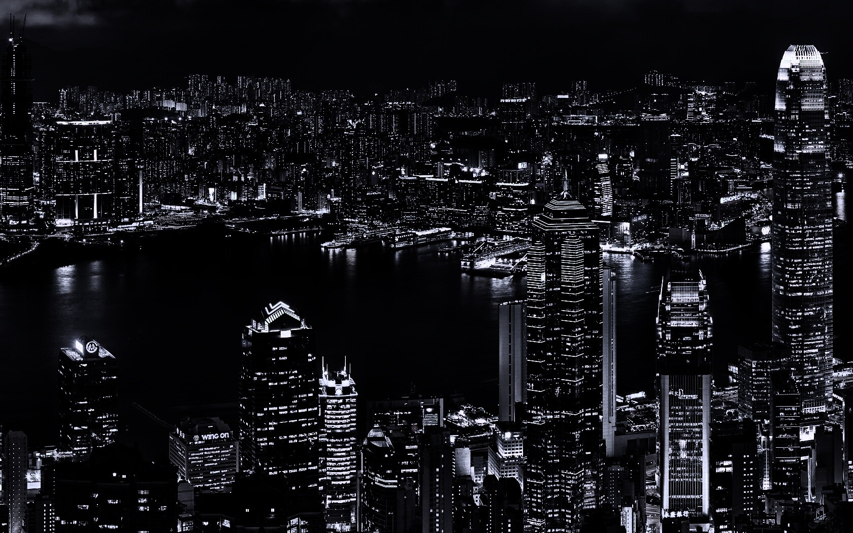 Небоскребы ночью обои