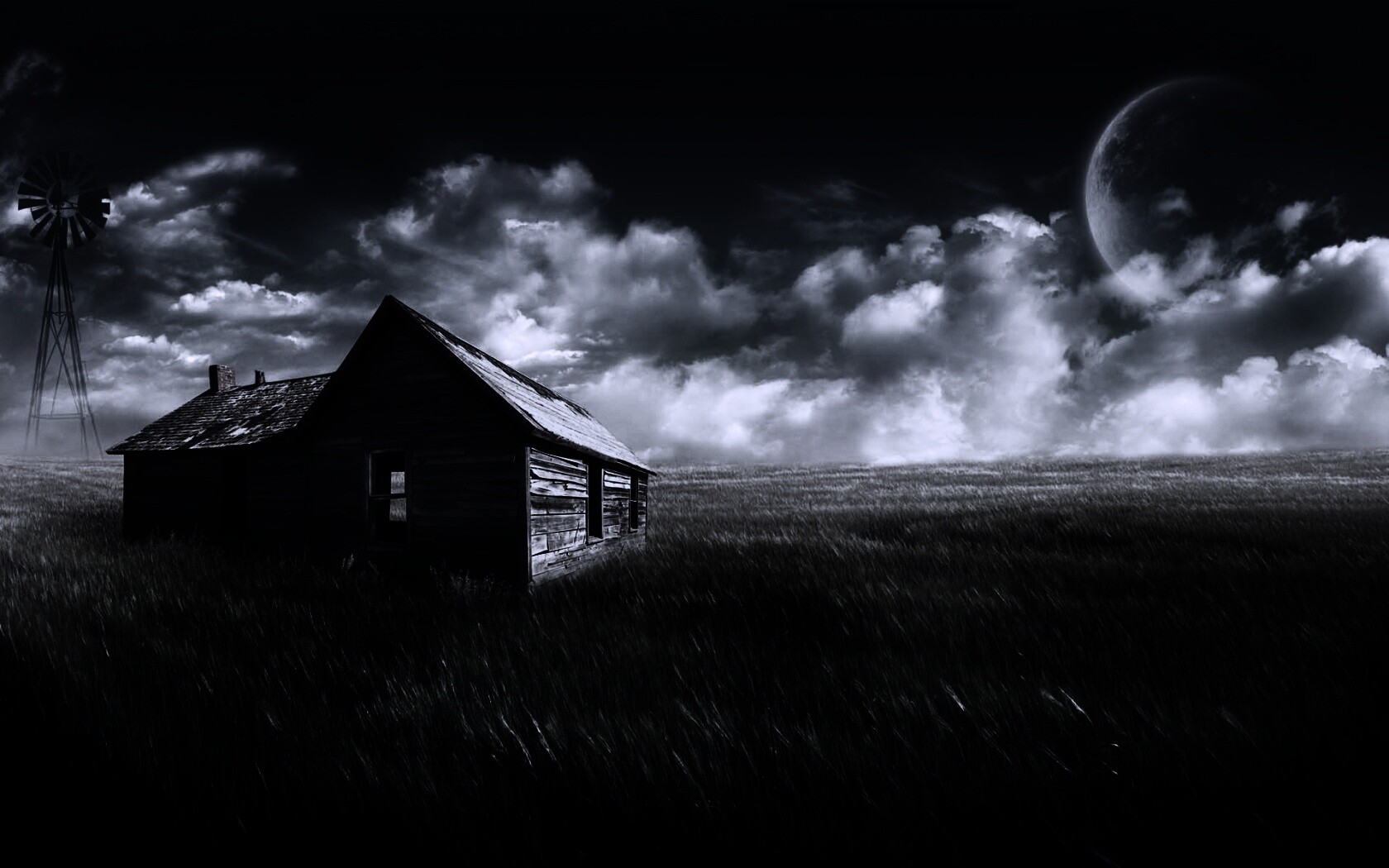 Домик в поле обои