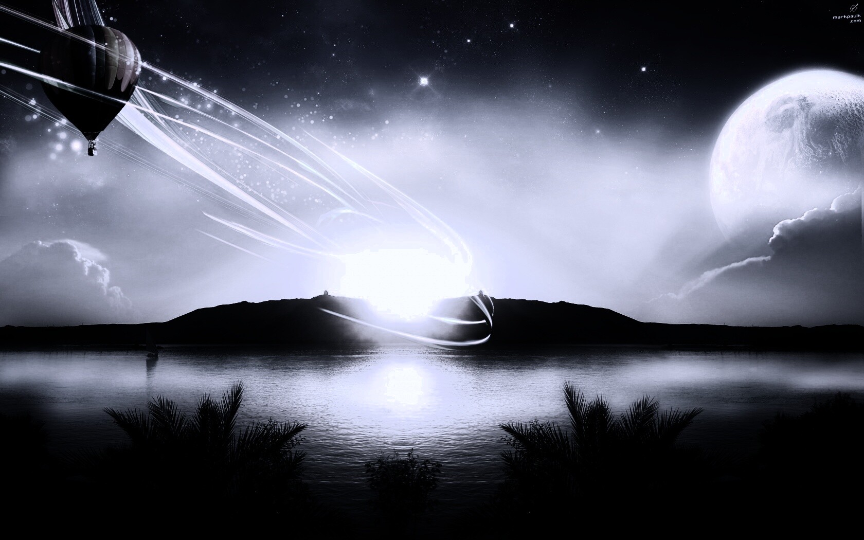 Радужный воздушный шар обои