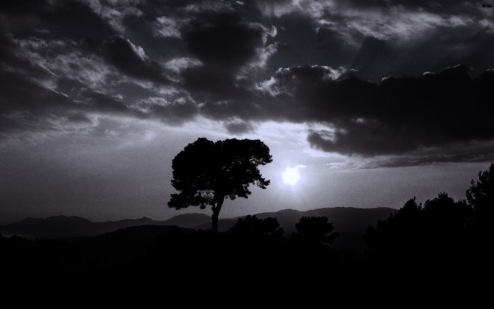 Закат над холмами обои