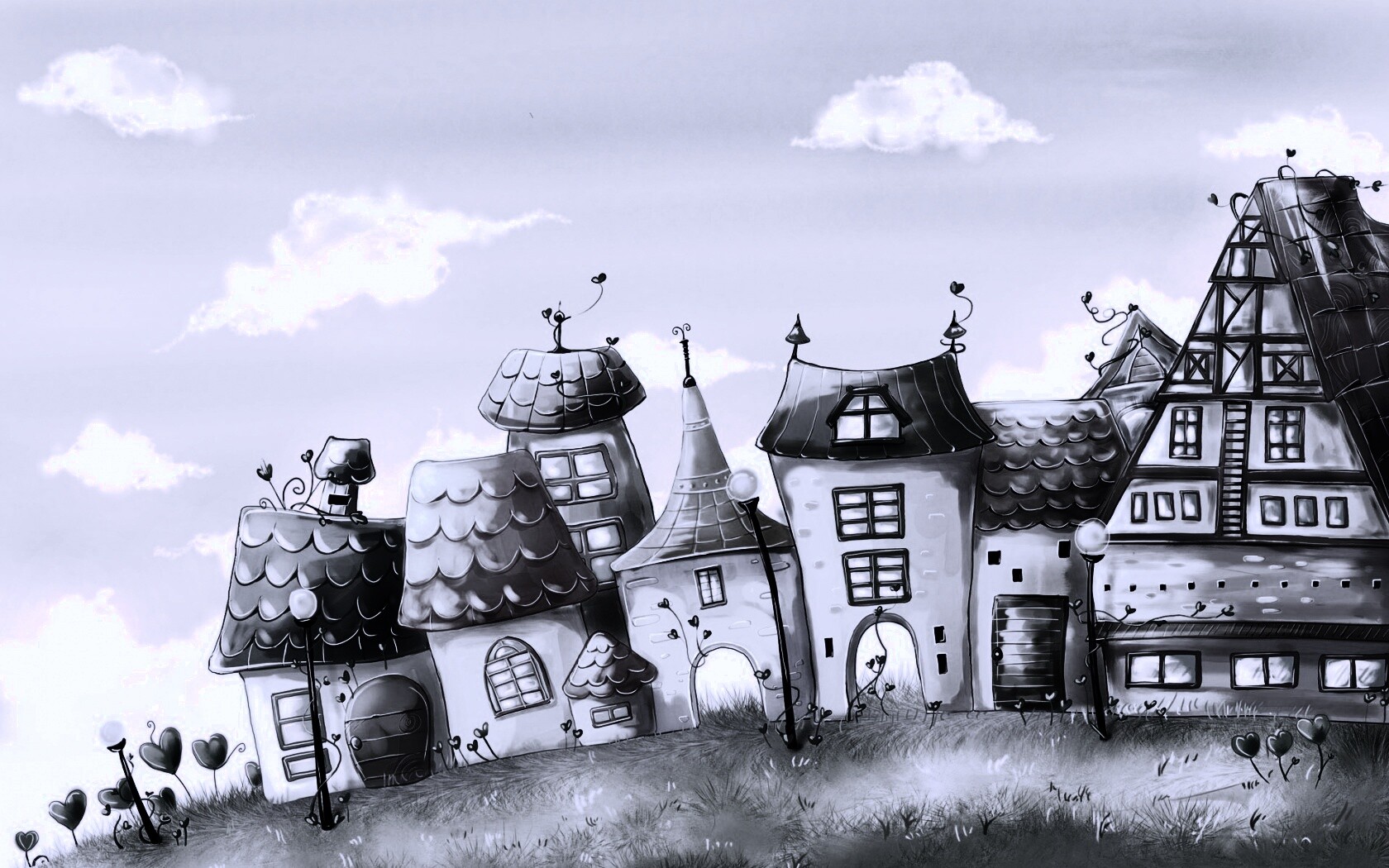 Мультяшный городок обои