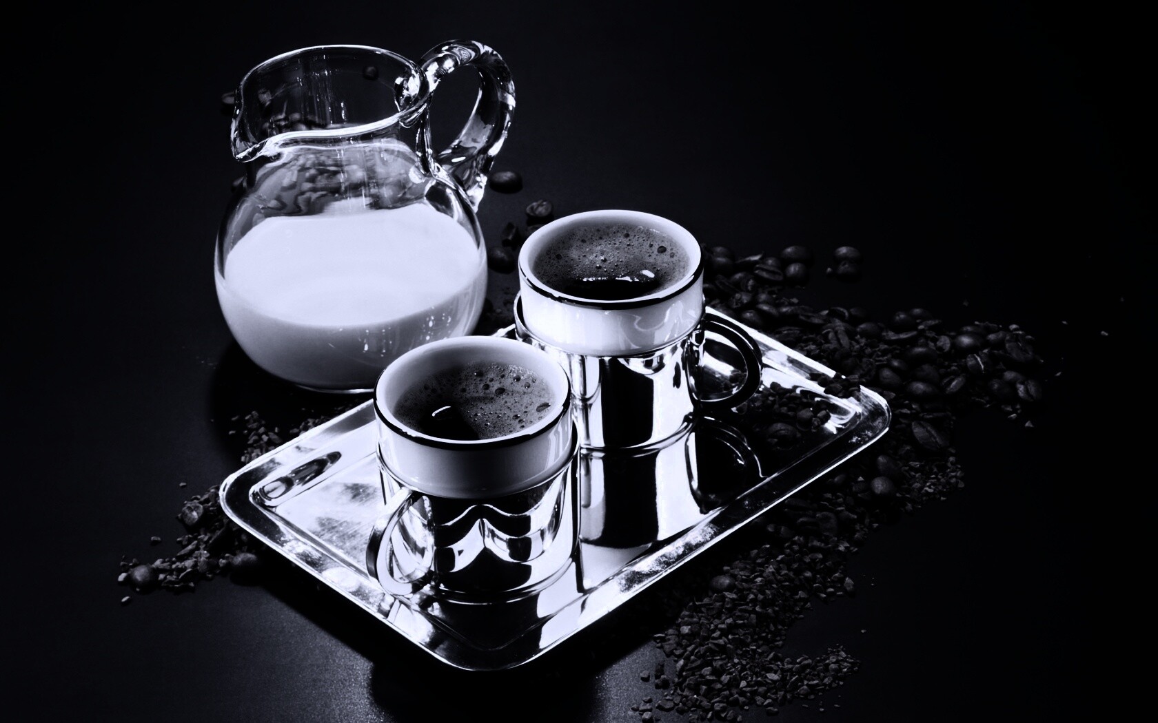 Поднос с кофе обои