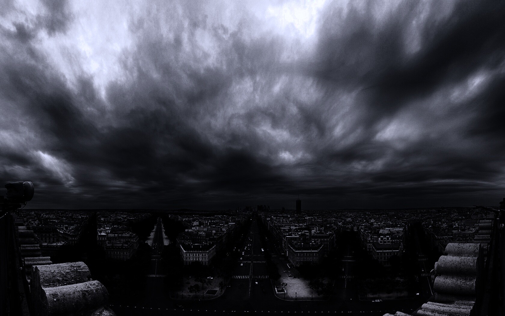 Париж широкоугольным объективном обои