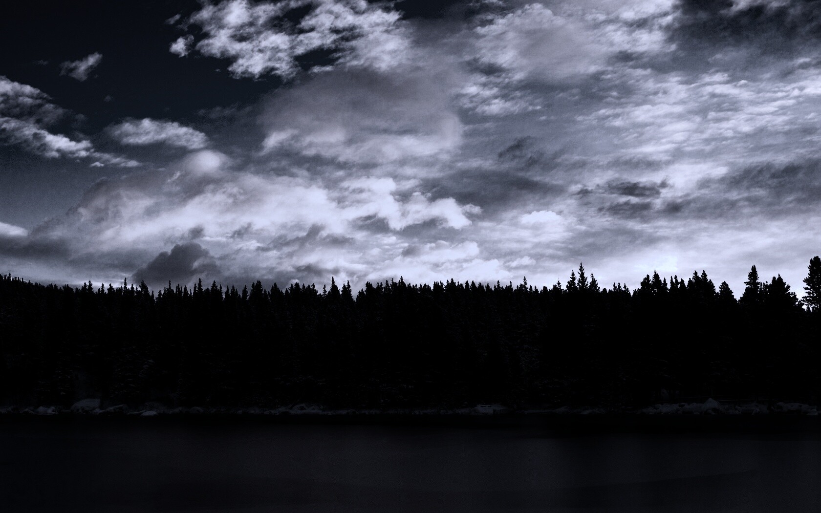 Лес на озере обои