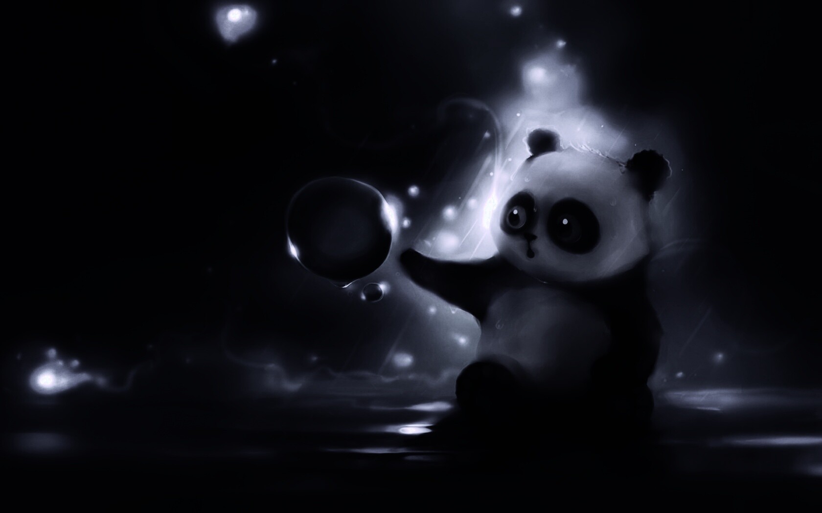 Панда и пузырек обои