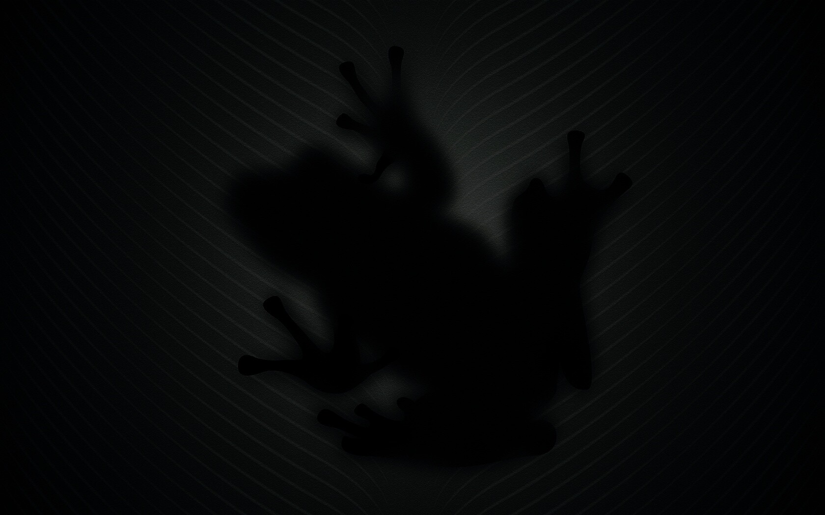 Силуэт лягушки просвечивает сквозь зеленый лист обои