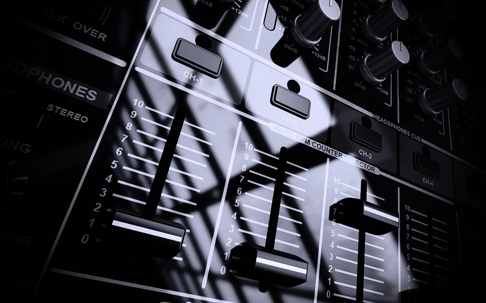 Пульт диджея и отражение на нем обои