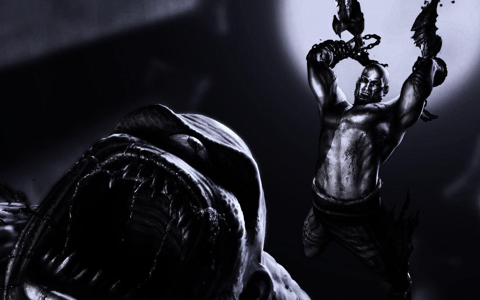 Кратос против монстра обои