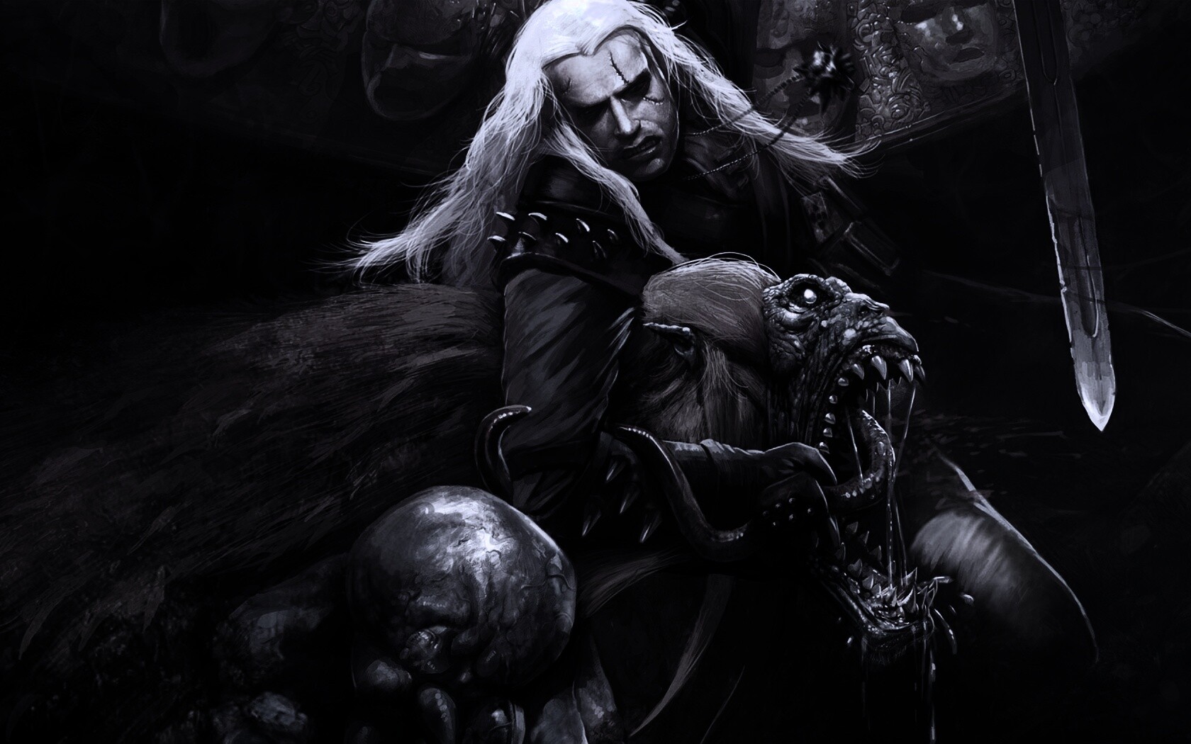 Ведьмак и монстр обои