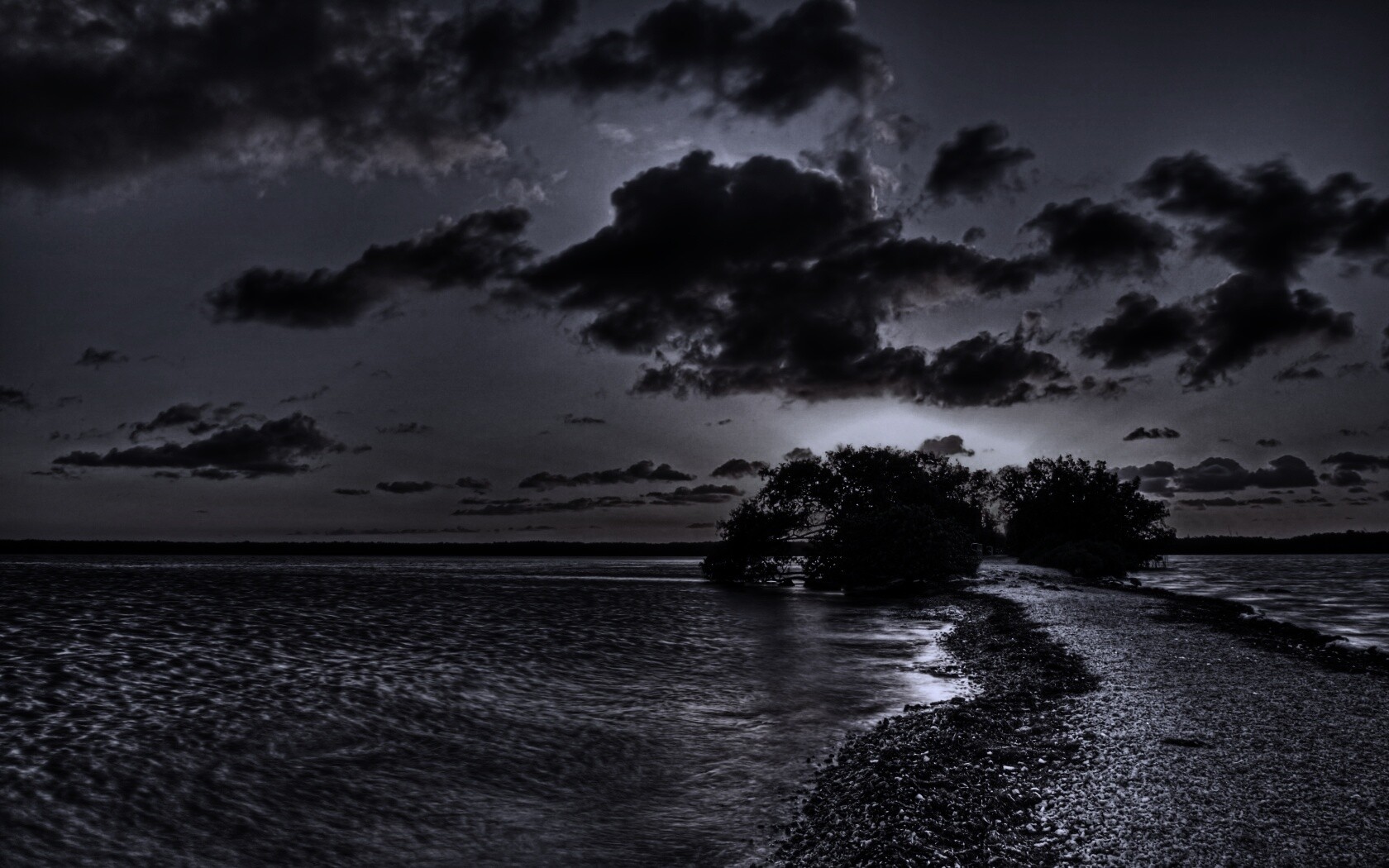 Побережье на закате обои