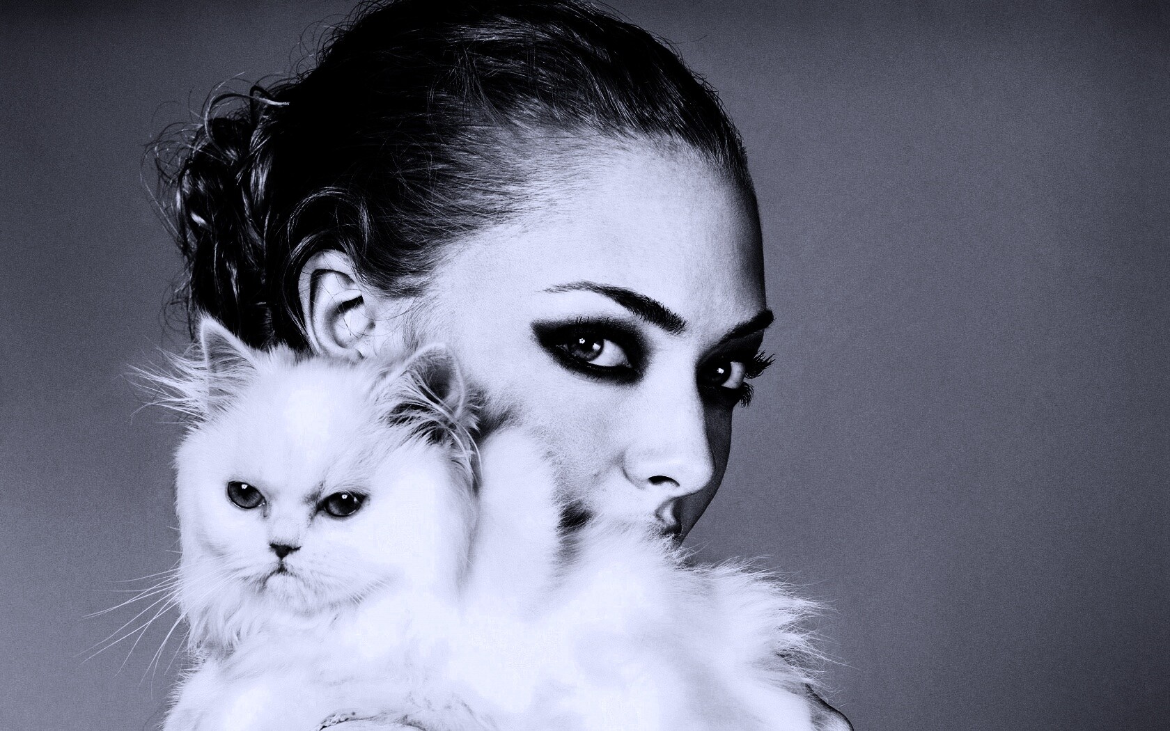 Девушка с кошкой обои