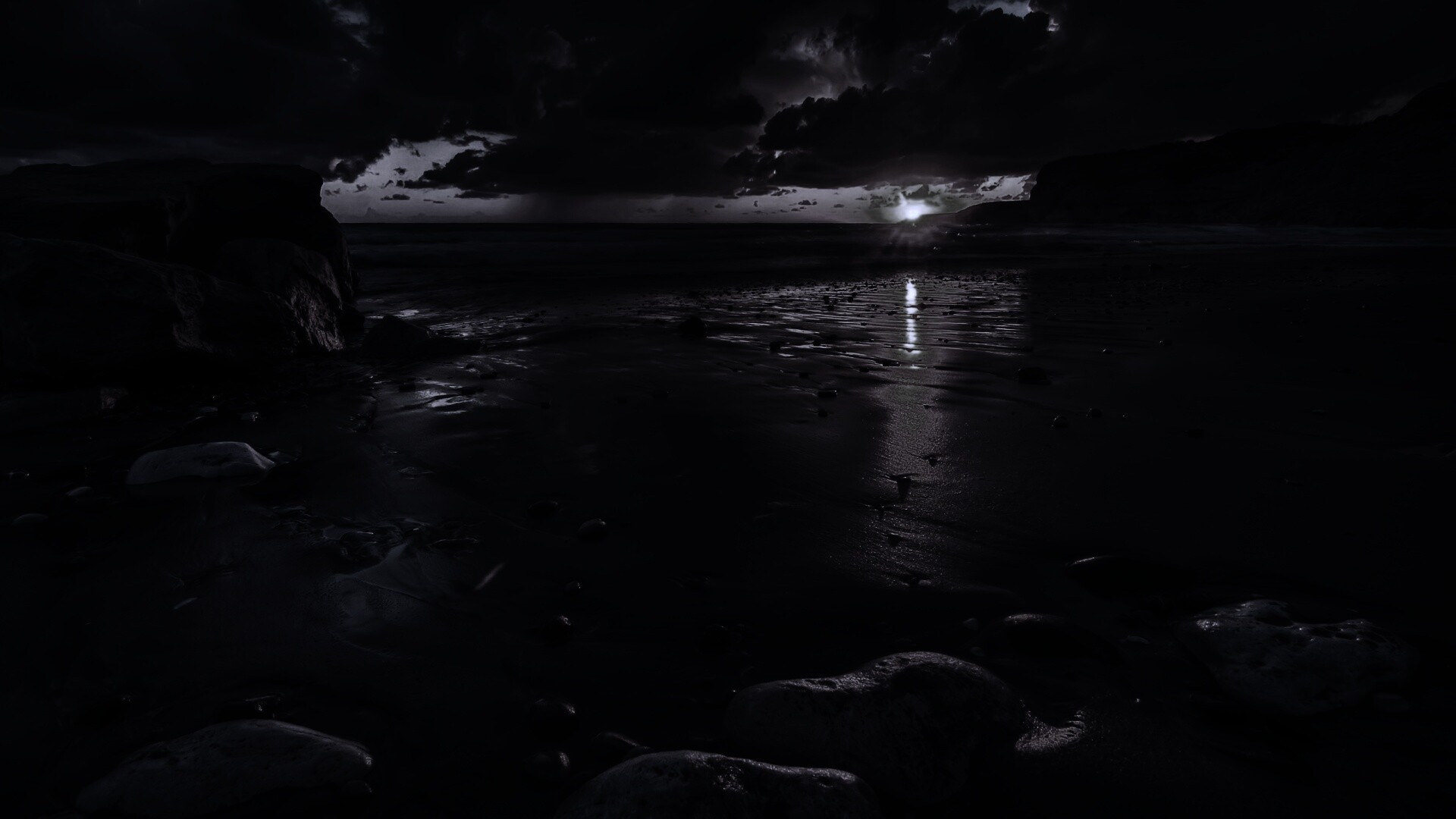 Закат солнца на пляже обои