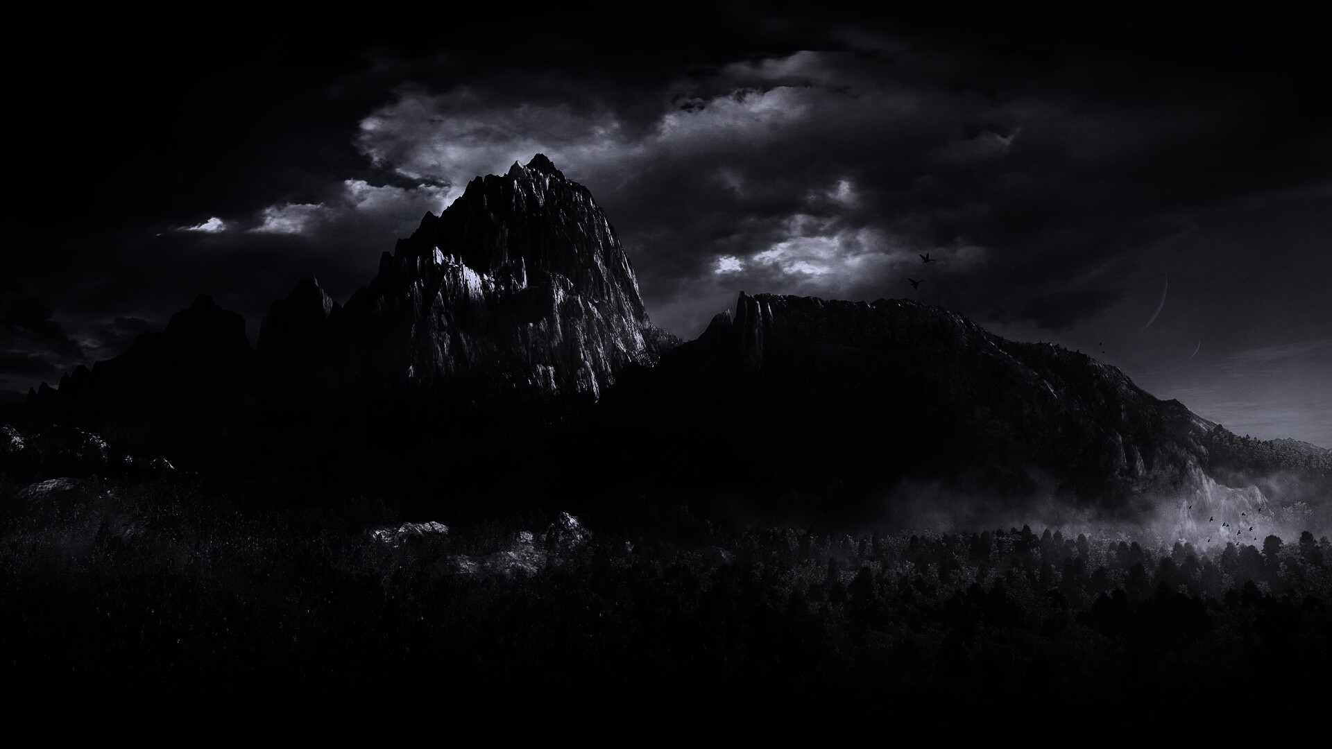 Горы посреди джунглей обои