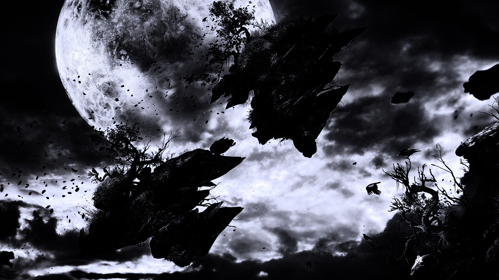 Летящие куски земли обои