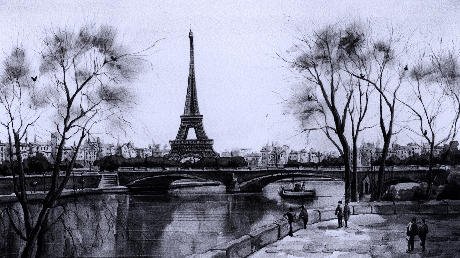 Рисунок Эйфелевой башни обои