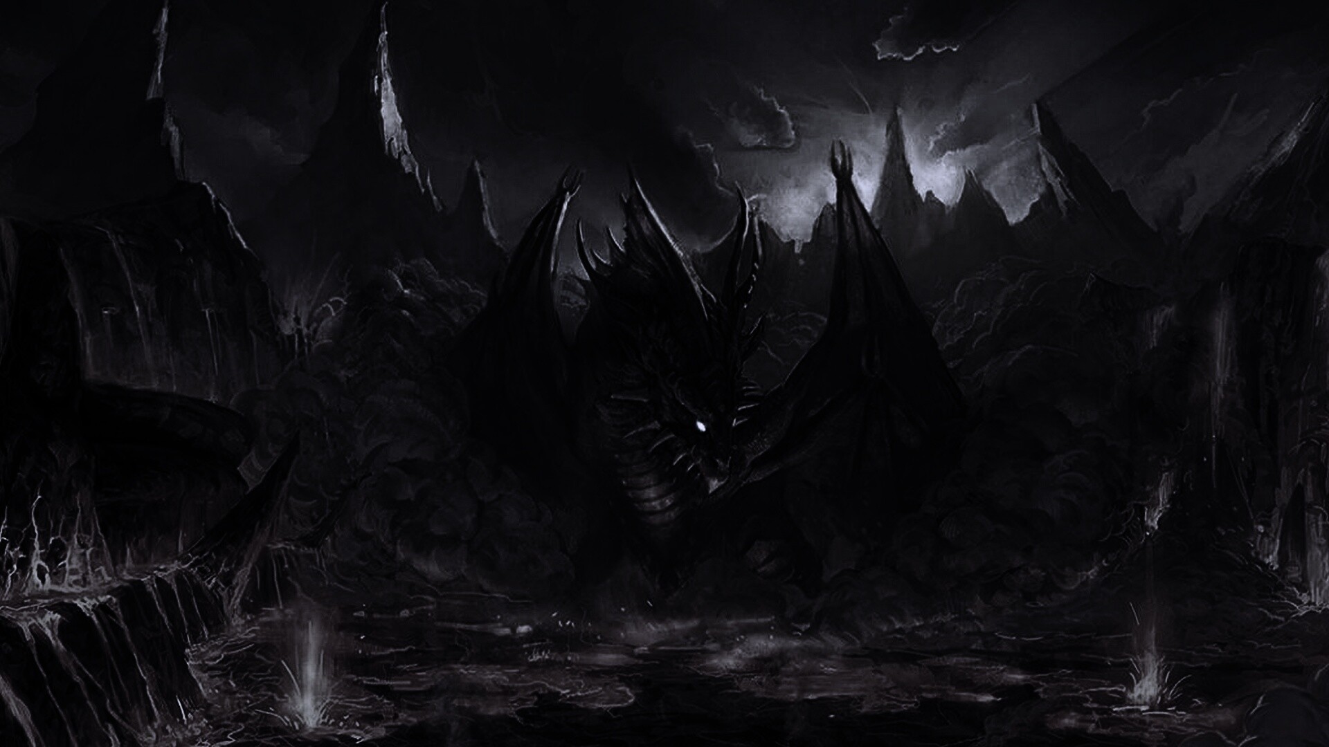 Дракон в лаве обои