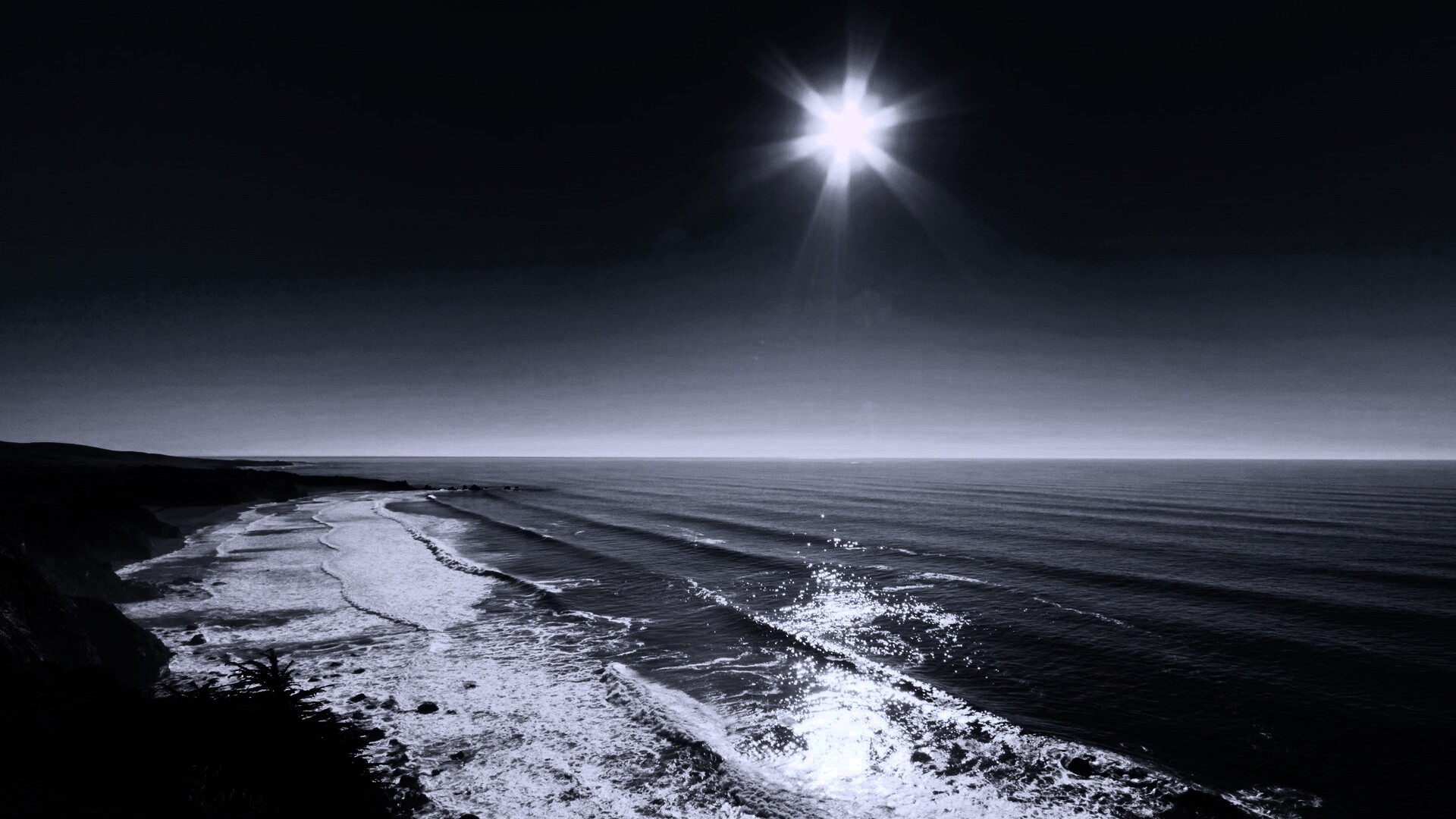 Солнце над морем обои