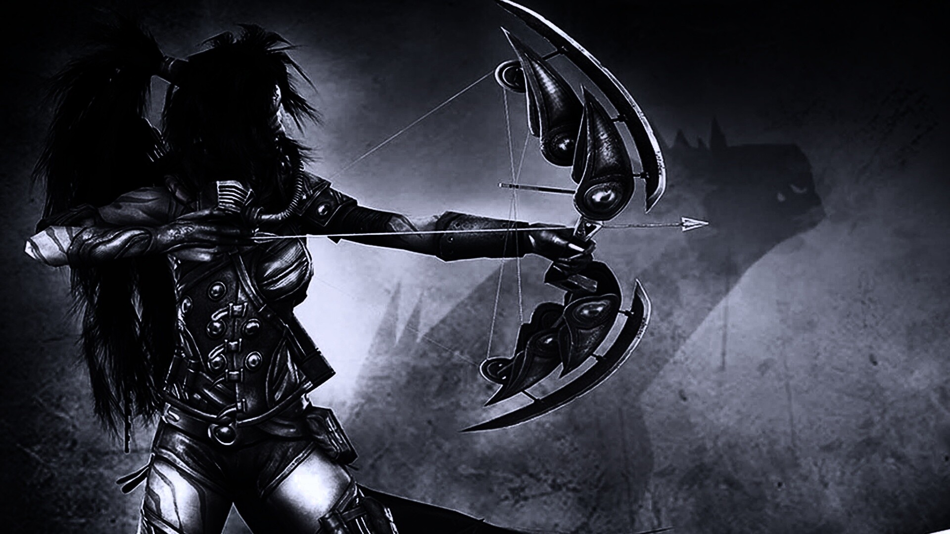 Лучница с боевым псмо обои