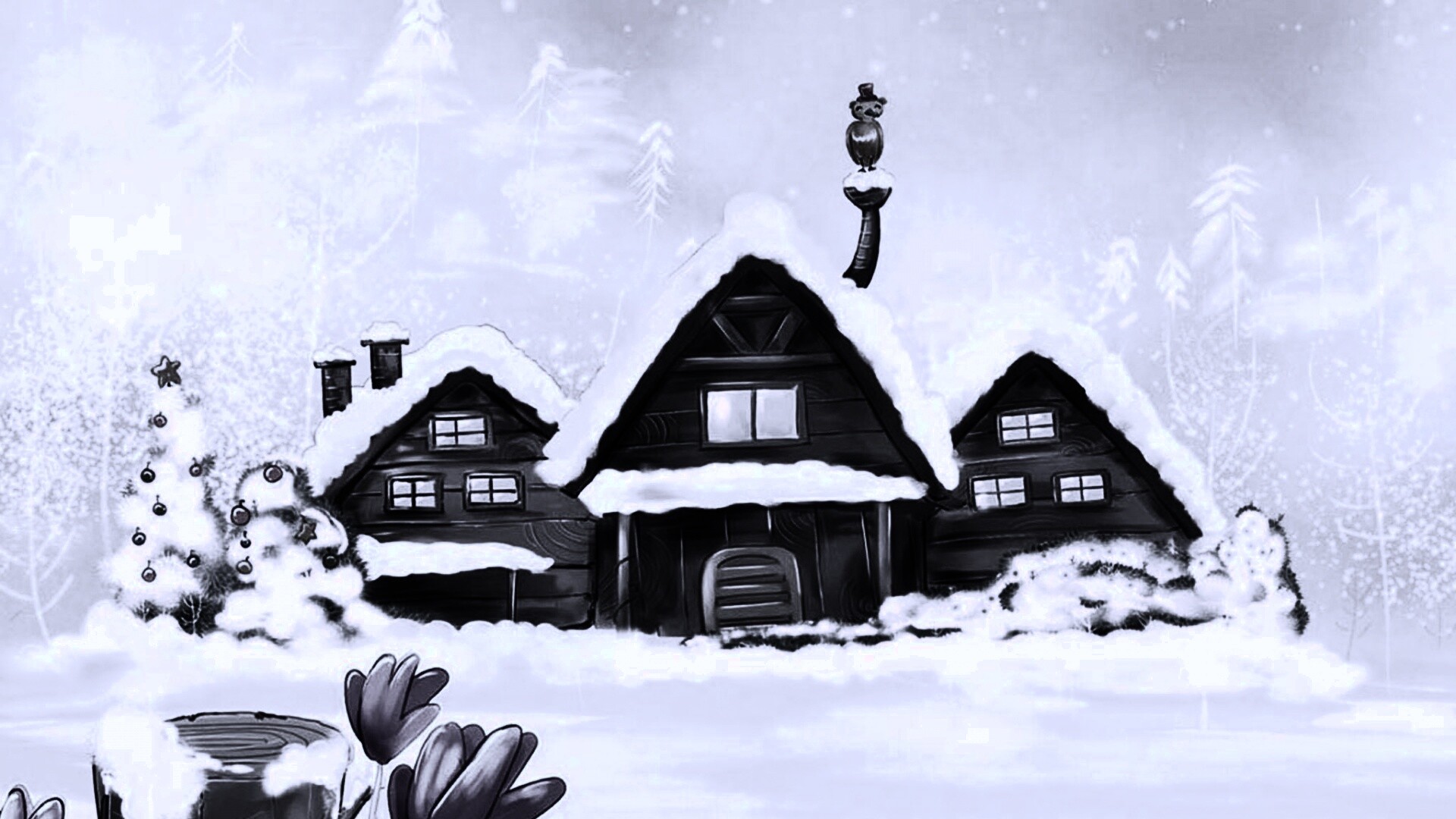 Деревня в новый год обои