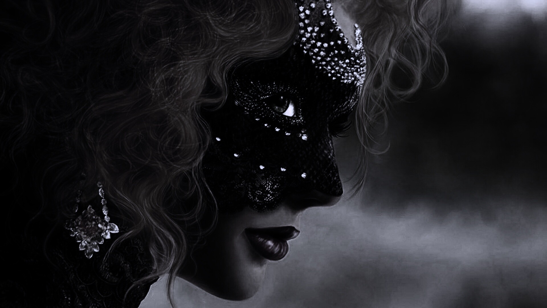 Девушка в карнавальной маске обои