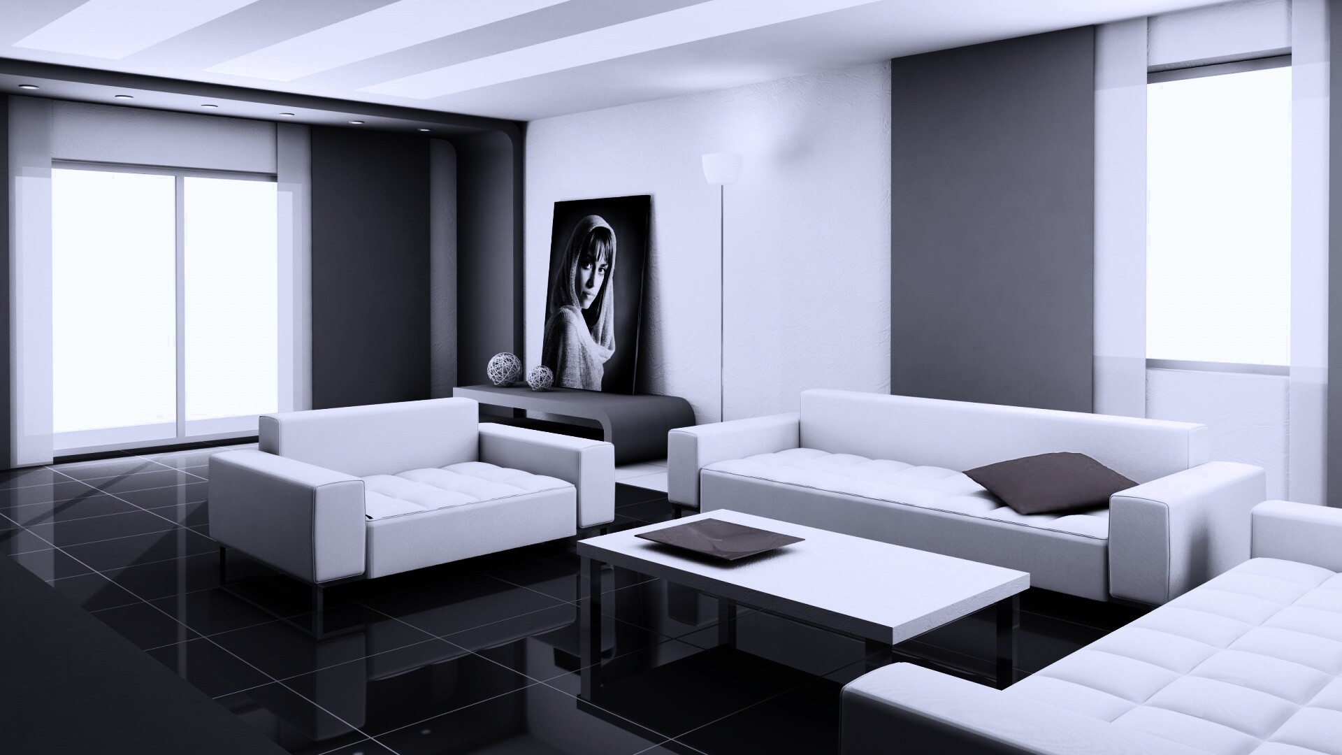 Белая гостинная обои