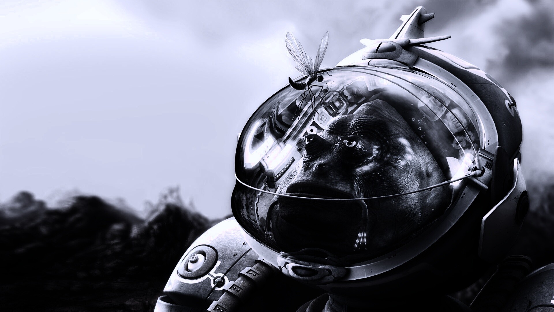 Инопланетянин и стрекоза обои