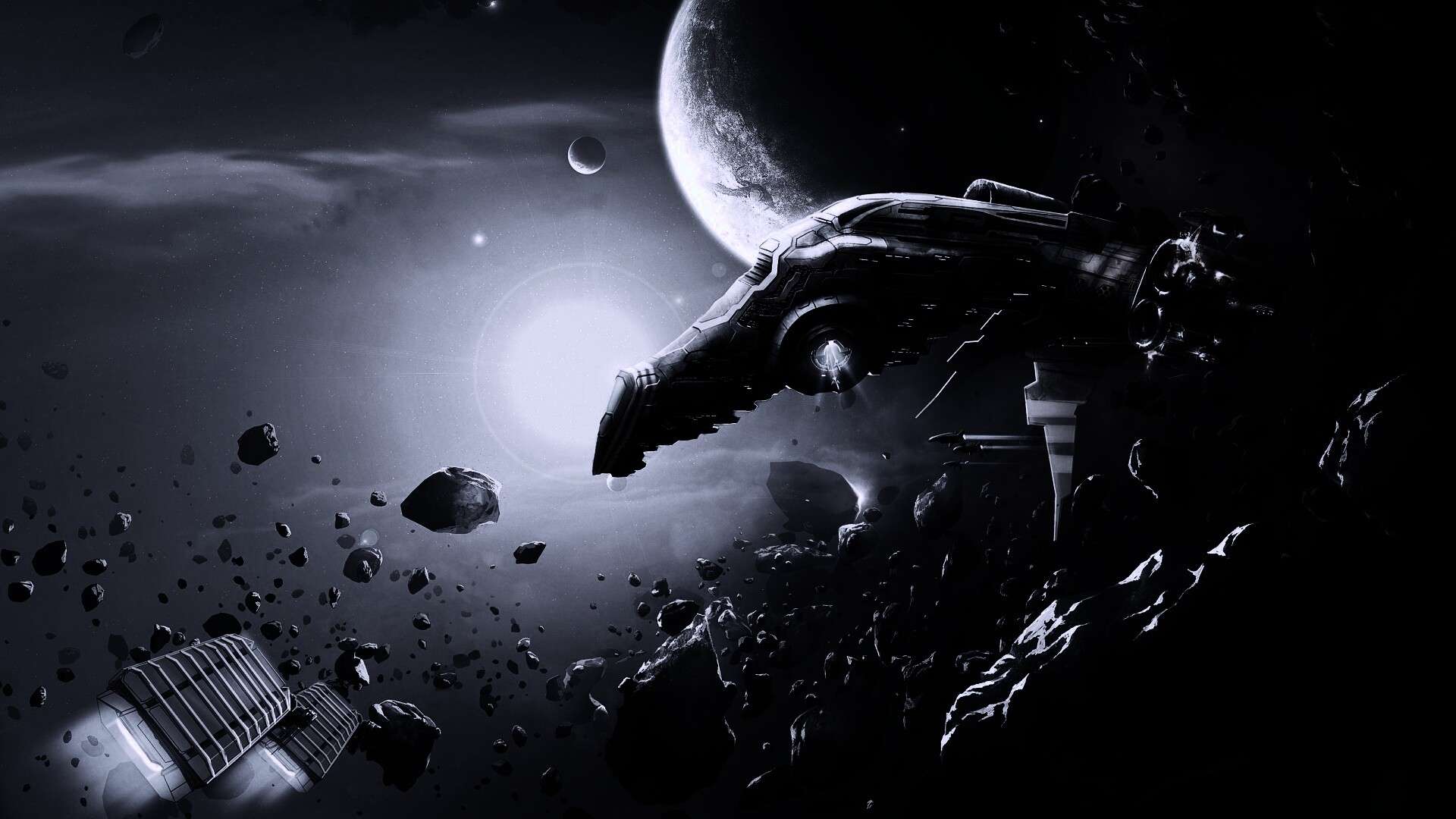 Полет в астероидах обои