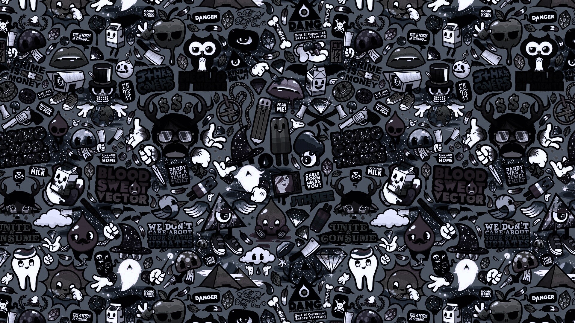 Коллаж из мультяшных картинок обои