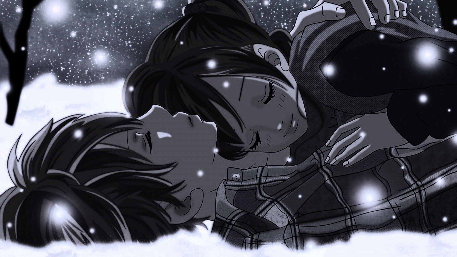 Двое на снегу из Bokura Ga Ita обои