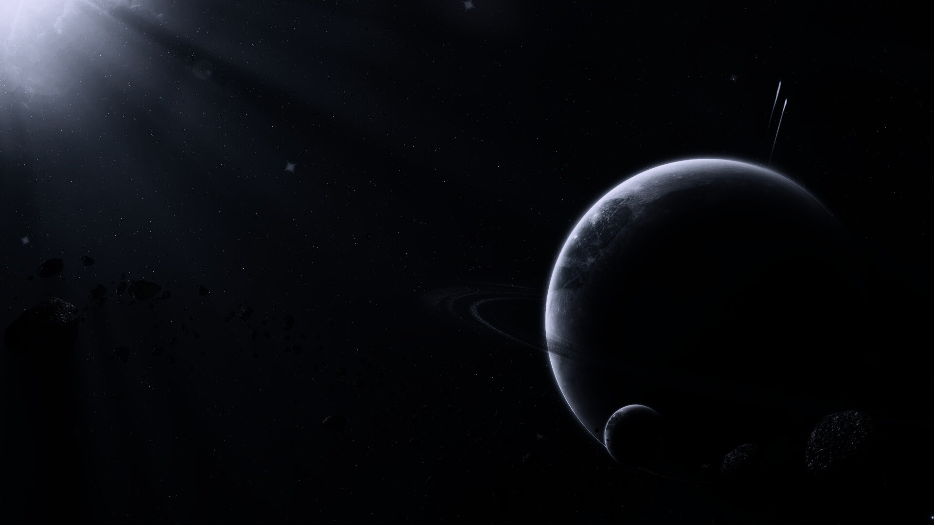 Пояс астероидов вблизи планеты обои