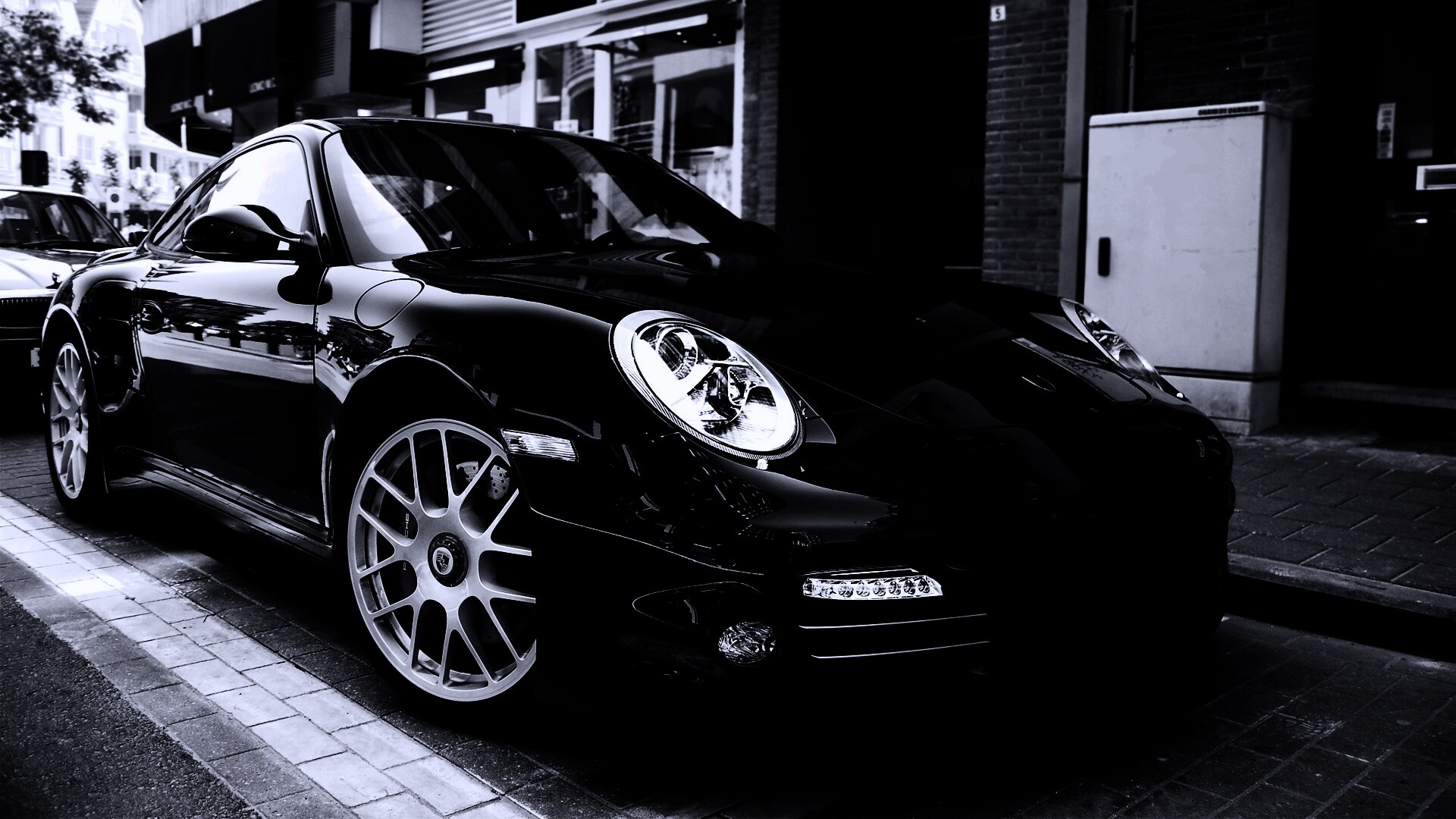 Чёрно-белое фото Porsche обои