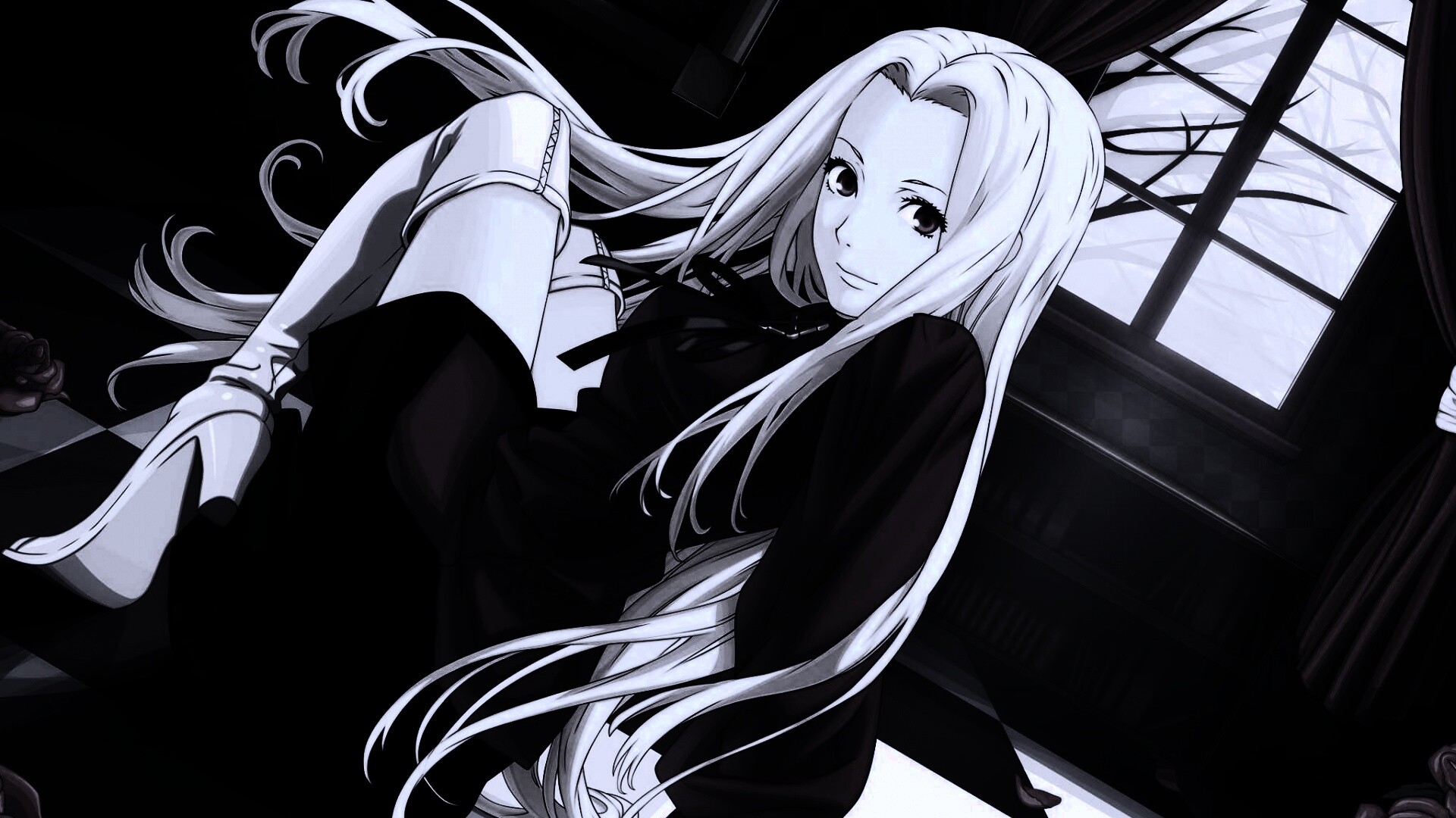 Блондинка в белых сапогах обои