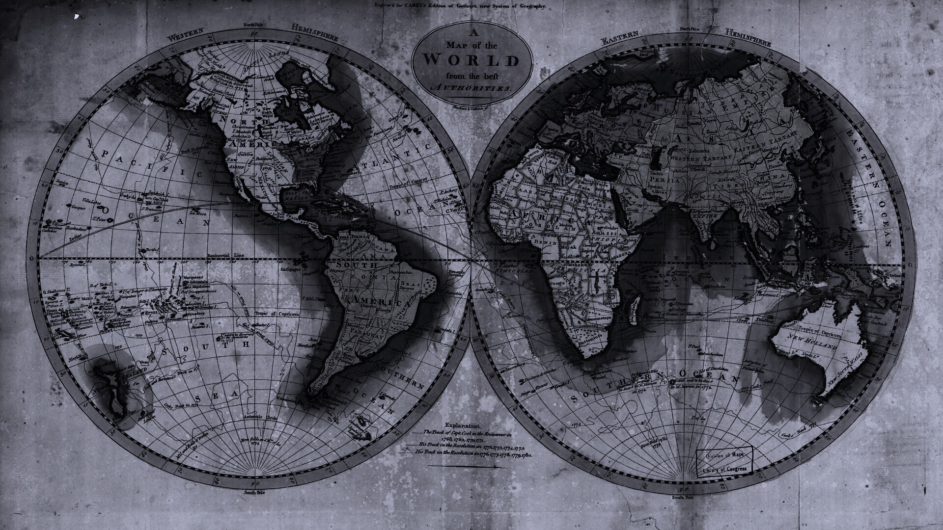 Старинная карта мира обои