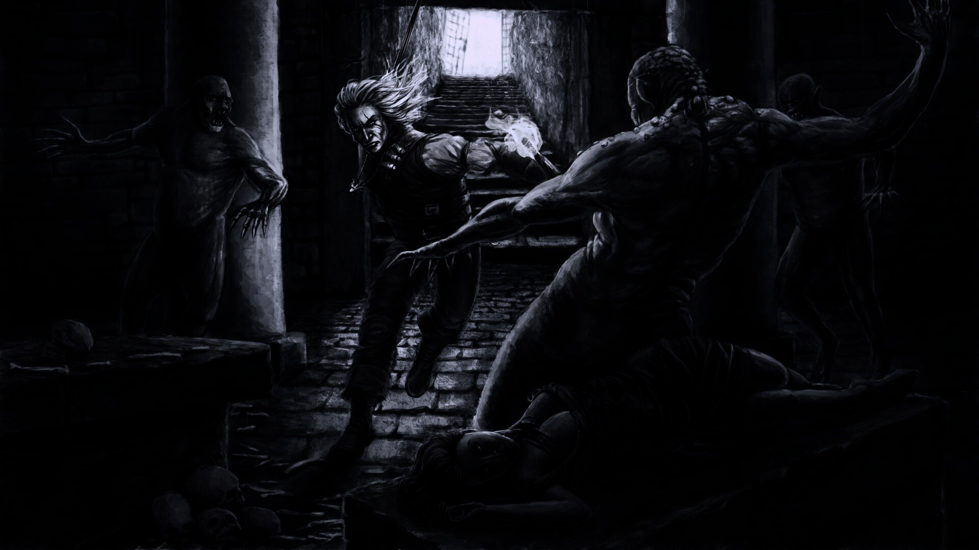 Ведьмак фанарт обои