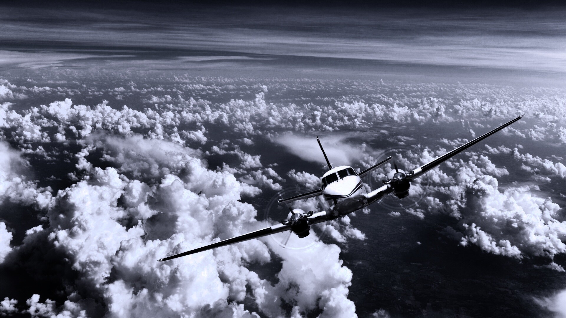 Самолет над облаками обои